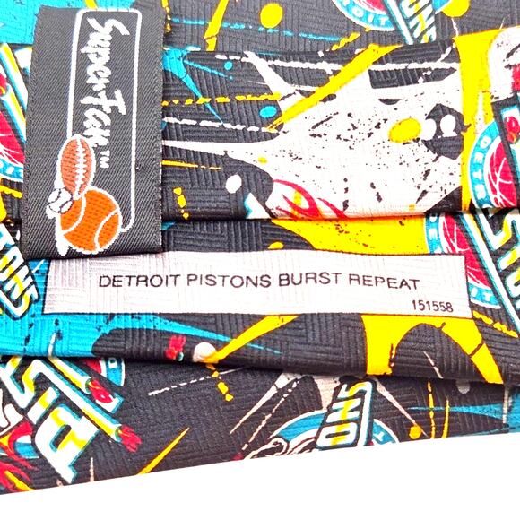 Detroit Pistons Necktie Burst Repeat Allover Print NBA Basketball Super Fan - Picture 5 of 7